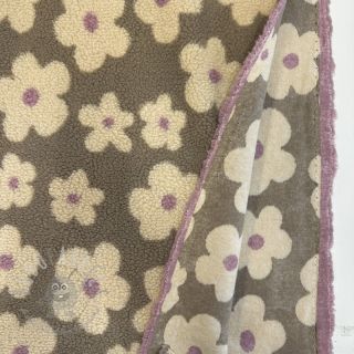 Tkanina za kapute TEDDY JACQUARD Flowers taupe/beige