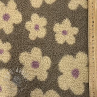 Tkanina za kapute TEDDY JACQUARD Flowers taupe/beige