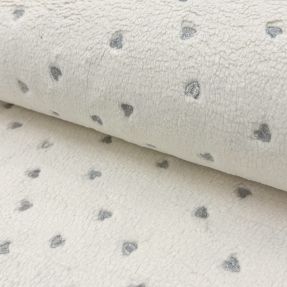 Tkanina za kapute TEDDY Tossed hearts silver