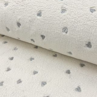 Tkanina za kapute TEDDY Tossed hearts silver