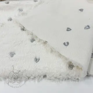 Tkanina za kapute TEDDY Tossed hearts silver