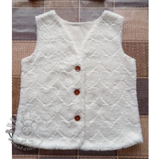 Tkanina za kapute TEDDY Hearts in hearts ecru