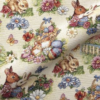 Dekorativna tkanina GOBELIN PREMIUM Blossom Bunny Garden
