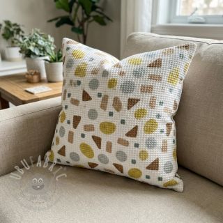 Pamučni vafel Shapes yellow digital print