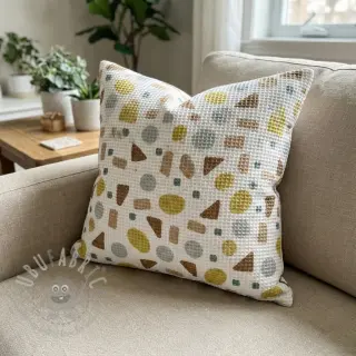 Pamučni vafel Shapes yellow digital print