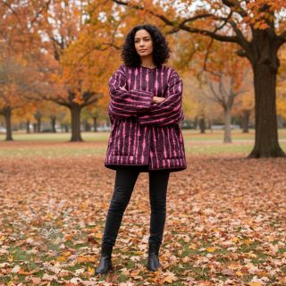 Prošivena tkanina VELVET Stripes cerise