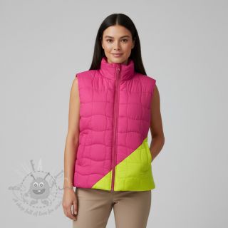 Prošivena tkanina Graphic square pink lime