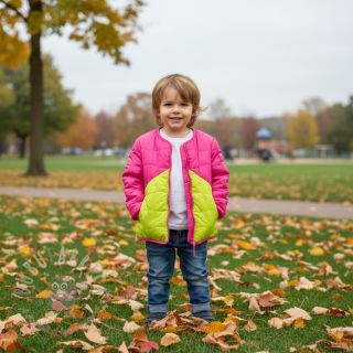 Prošivena tkanina Graphic square pink lime