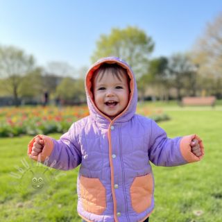 Prošivena tkanina Graphic square lilac apricot