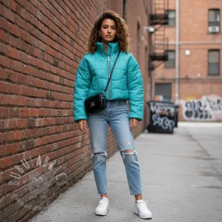 Prošivena tkanina Graphic square cyan cerise