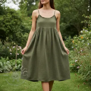 Tetra Tkanina/Muslin dark moss green
