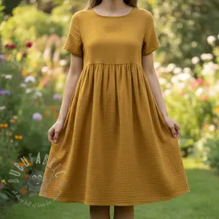 Tetra Tkanina/Muslin dark ochre ORGANIC