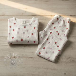 Tetra Tkanina/Muslin Fruits apple white