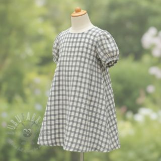 Tetra Tkanina/Muslin LINEN YARN DYED Checks grey natural