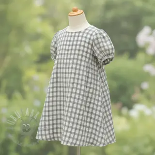 Tetra Tkanina/Muslin LINEN YARN DYED Checks grey natural