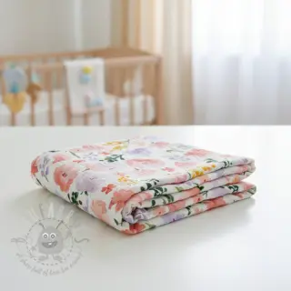 Tetra Tkanina/Muslin Big summer flowers digital print