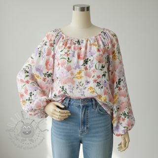 Tetra Tkanina/Muslin Big summer flowers digital print