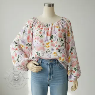 Tetra Tkanina/Muslin Big summer flowers digital print