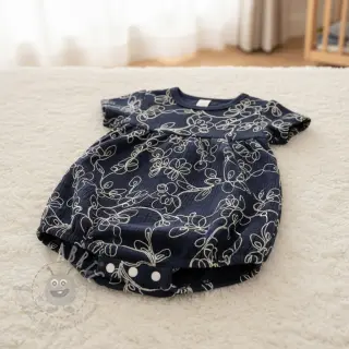 Tetra Tkanina/Muslin EMBROIDERY Climbing flowers navy