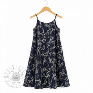 Tetra Tkanina/Muslin EMBROIDERY Climbing flowers navy