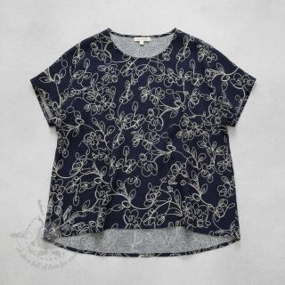 Tetra Tkanina/Muslin EMBROIDERY Climbing flowers navy