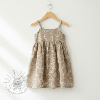 Tetra Tkanina/Muslin EMBROIDERY Climbing flowers beige