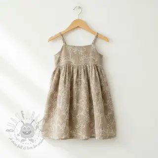 Tetra Tkanina/Muslin EMBROIDERY Climbing flowers beige