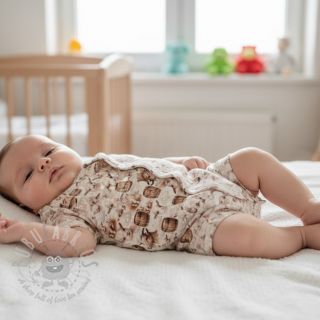 Dvoslojna gaza/muslin Little farm animals design D digital print