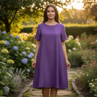 Tetra Tkanina/Muslin violet ORGANIC