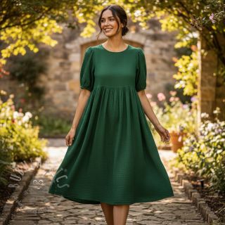 Tetra Tkanina/Muslin dark green ORGANIC