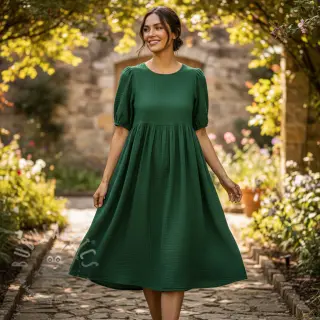 Tetra Tkanina/Muslin dark green ORGANIC