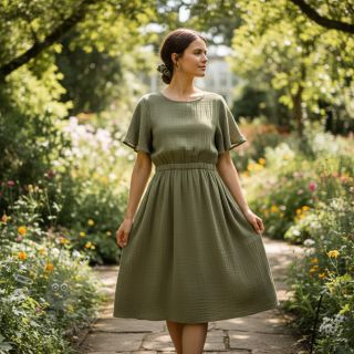 Tetra Tkanina/Muslin moss green ORGANIC