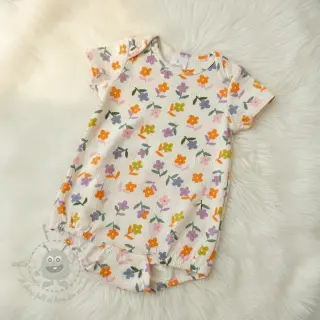 Tetra Tkanina/Muslin Retro flowie ecru