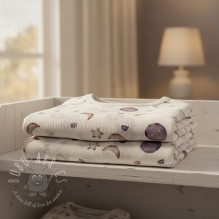 Tetra Tkanina/Muslin Moon white digital print ORGANIC