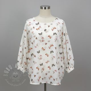 Tetra Tkanina/Muslin Butterflies white digital print