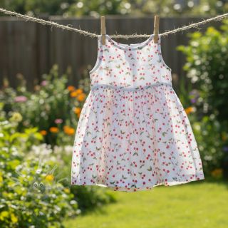 Tetra Tkanina/Muslin Cherries white digital print