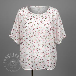 Tetra Tkanina/Muslin Cherries white digital print