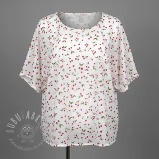 Tetra Tkanina/Muslin Cherries white digital print