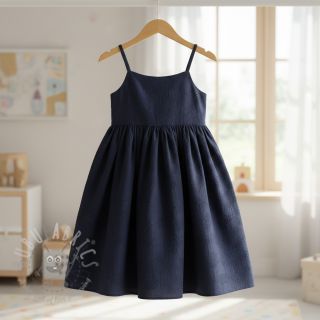 Tetra Tkanina/Muslin EMBROIDERY Flowers navy