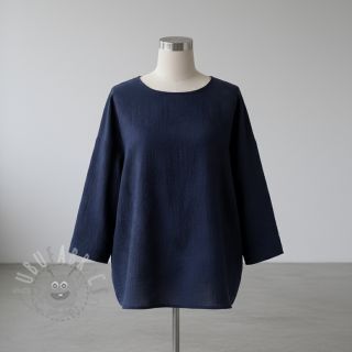 Tetra Tkanina/Muslin EMBROIDERY Flowers navy