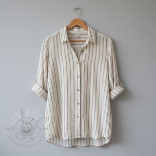 Tetra Tkanina/Muslin YARN DYED Thin strip beige