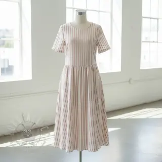 Tetra Tkanina/Muslin YARN DYED Thin strip mauve
