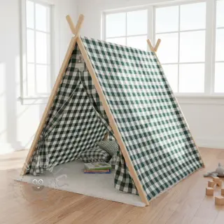 Tetra Tkanina/Muslin Double sided CHECKS MINI cyan