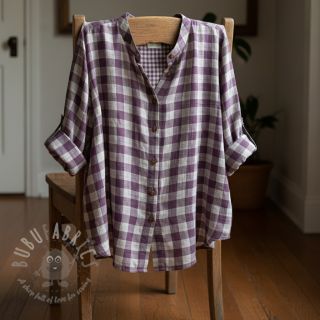 Tetra Tkanina/Muslin Double sided CHECKS MINI grape