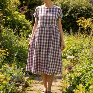 Tetra Tkanina/Muslin Double sided CHECKS MINI grape