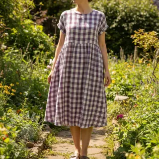 Tetra Tkanina/Muslin Double sided CHECKS MINI grape