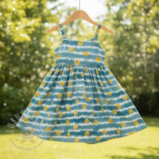 Tetra Tkanina/Muslin Happy faces jeans digital print