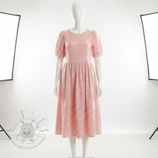 Tetra Tkanina/Muslin JACQUARD Dots pink