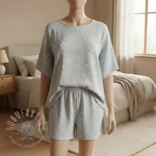 Tetra Tkanina/Muslin JACQUARD Dots light blue