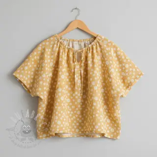 Tetra Tkanina/Muslin JACQUARD Dots dark yellow